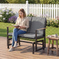 Outdoor Glider Bench for 2 Person, Patio Glider Loveseat with Thick Cushions for Garden Balcony Porch, Dark Grey