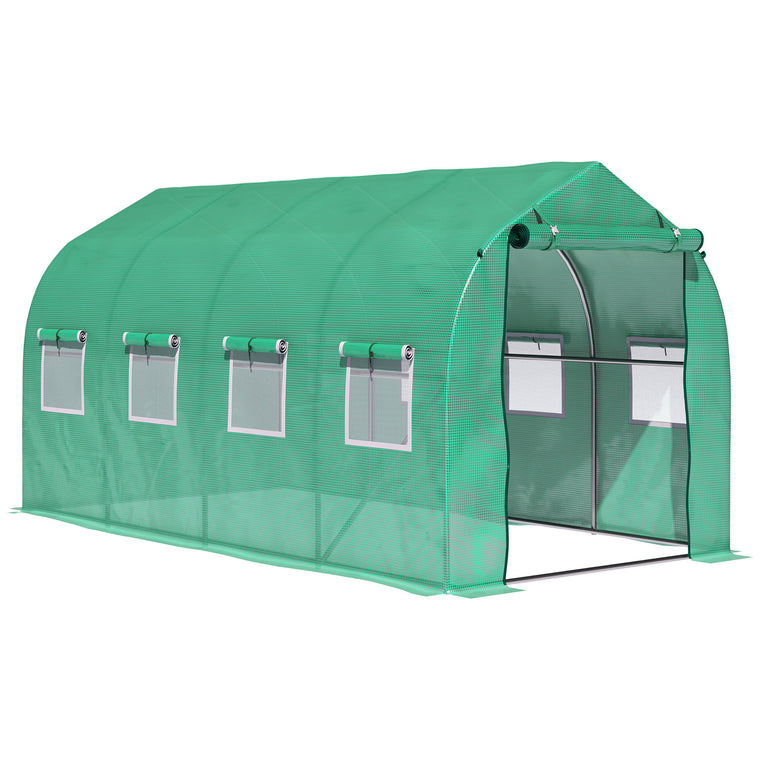 13' x 6.6' x 6.6' Green Polytunnel Greenhouse with Windows