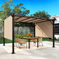 12' x 10' Outdoor Patio Gazebo Pergola with Retractable Canopy Roof, Steel Frame with Stakes, Light Brown