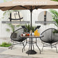 39.4" Round Outdoor Dining Table Coffee Side Bistro Table with Umbrella Hole, Glass Top, Steel Frame for Garden, Patio