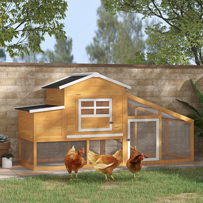 79" Brown Wooden Chicken Coop with Run & Nesting Box