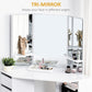 Corner Dressing Table, Makeup Desk with 3-piece Mirror and 5 Drawers, White