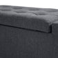 Storage Ottoman Bench, Linen Upholstered Bench with Tufted Design, Flipping Top, Dark Grey
