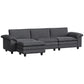Deep-Seat L-Shape Sectional Sofa with Storage Ottoman - Dark Grey