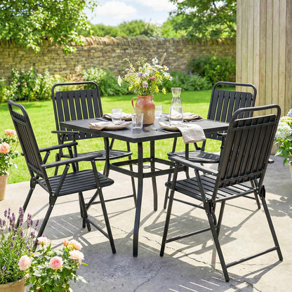Folding Garden Dining Chairs, Slatted Seat, Set of 4