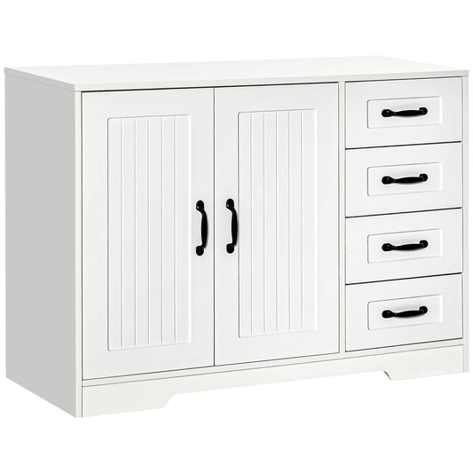 Sideboard Buffet with Beadboard Doors and Drawers - White
