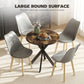29" Dining Table, Contemporary Round Kitchen Table with Steel Legs, Rustic Brown