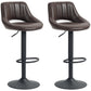 Swivel Bar Stools Set of 2, Faux Leather Upholstered Counter Height Barstools with Round Metal Base