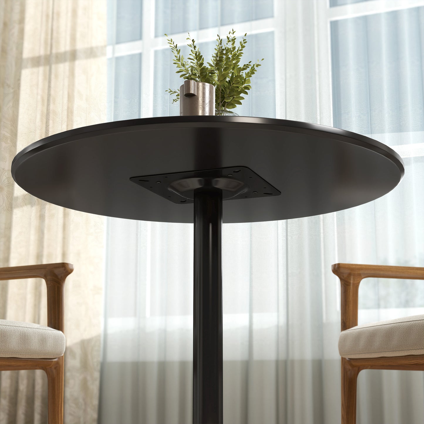 Round Dining Table for 2 with Steel Base