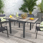 Extendable Dining Table, Rectangular Patio Outdoor Table with Aluminum Frame and Plastic Board Tabletop for Lawn, Grey