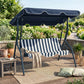 Outdoor Porch Swing with Adjustable Canopy, 3-Seater Patio Swing Chair with Cushion, Black
