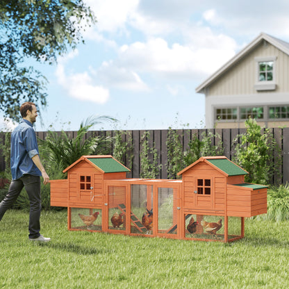 123" Orange Wooden Chicken Coop with Run & Nesting Boxes