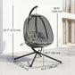 Hanging Egg Chair, Outdoor Indoor Swing Chair with Stand, Folding Basket and Thickened Cushion, Grey