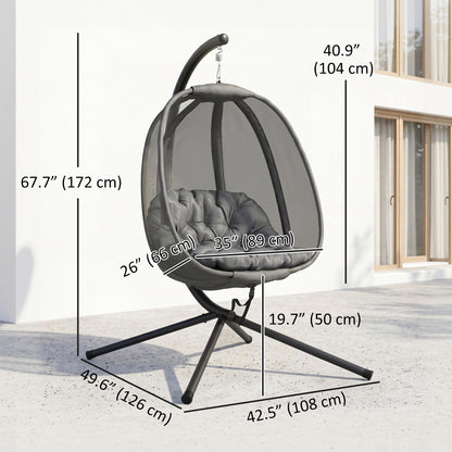 Hanging Egg Chair with Stand and Thickened Cushion