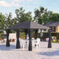 13'x 10' Soft-top Steel Patio Gazebo Canopy Party Tent with 6 Removable Curtains and Drainage Holes, Dark Grey