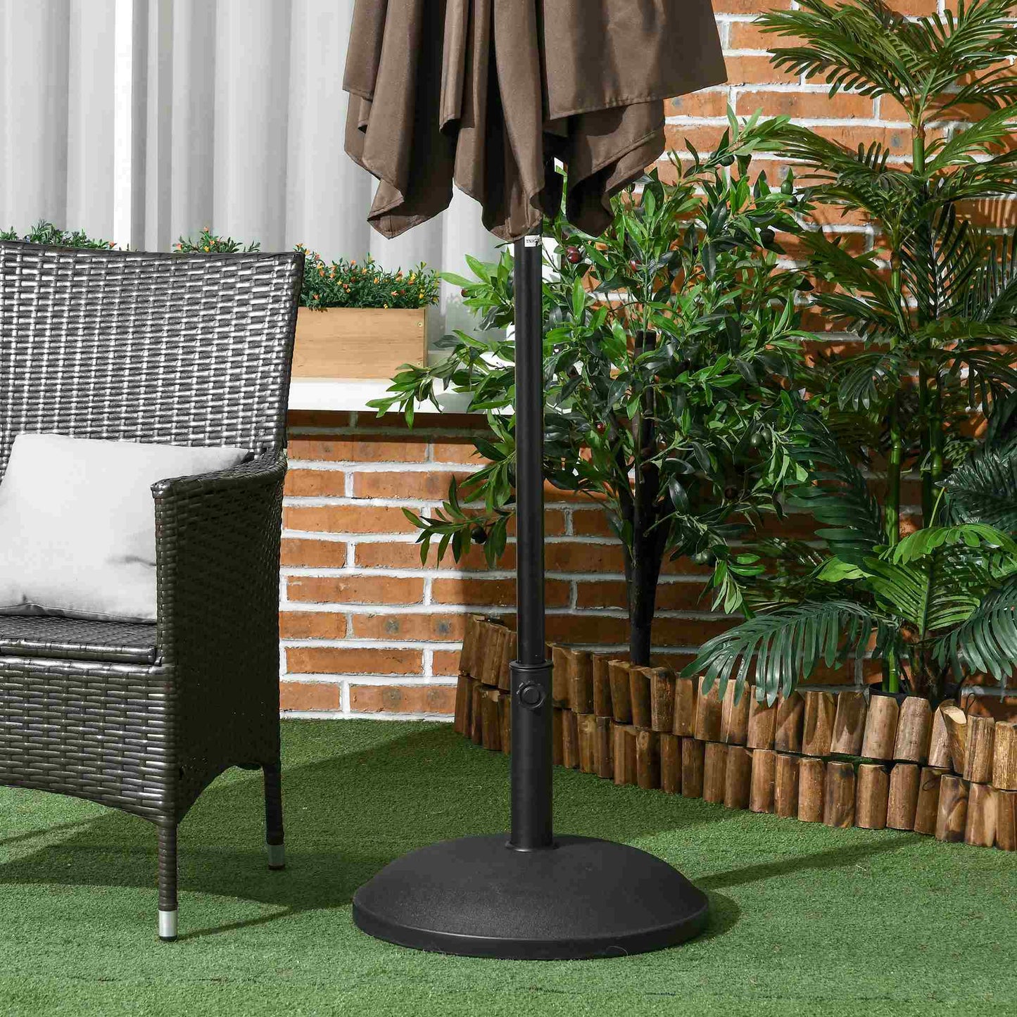55 lbs Cement Round Umbrella Base Holder 20" Heavy Duty Parasol Stand for Patio, Outdoor, Backyard, Black