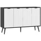 Modern Sideboard and Buffet, Dining Room Cabinet with Adjustable Shelves and 4 Doors, Black