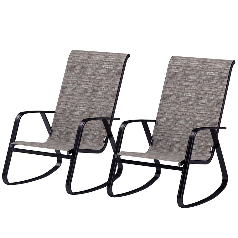 Rocking Chairs with High Backrest and Armrests, Set of 2