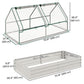 6' x 3' Metal Planter Box with Cover, Raised Garden Bed with Mini Greenhouse for Herbs, Vegetables, Clear and Silver