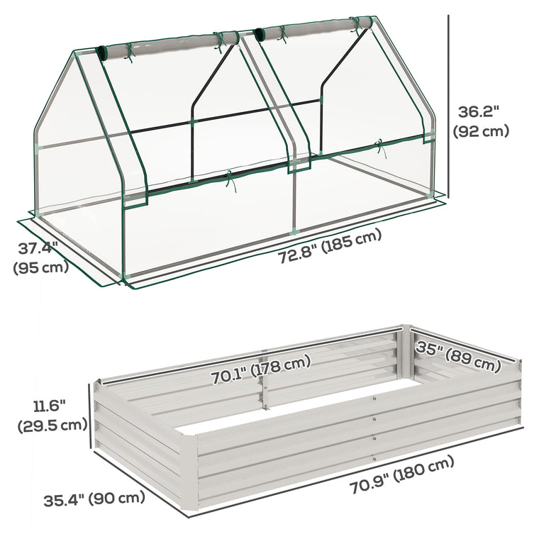 6' x 3' Metal Raised Garden Bed with Greenhouse Cover