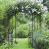 7.5FT Metal Garden Arbour with Double Gate, Arch Trellis for Climbing Vine Plants, Outdoor Wedding, Decoration, Black