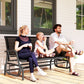 3-Seat Outdoor Glider Chair, Patio Rocking Chair, Steel Frame, Sling Fabric Seat for Garden, Backyard, Lawn, Black