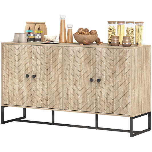 Sideboard TV Stand Buffet Cabinet with Steel Base - Oak