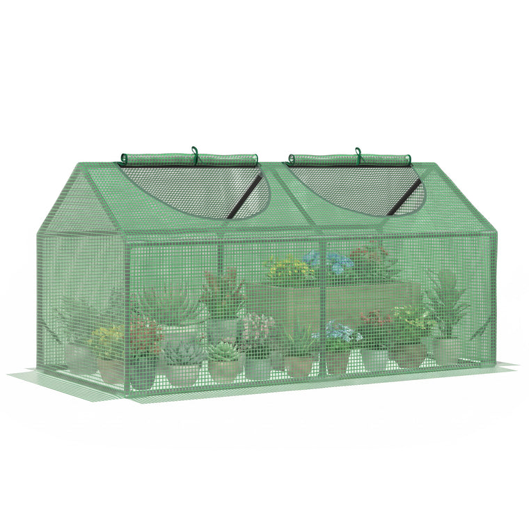 47" x 24" x 24" Green Mini Tunnel Greenhouse with Windows