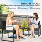 Outdoor Bistro Set, 3 Piece Wicker Patio Furniture Set with Glass Top Table and Cushions for Porch, Balcony, Black