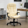 Heated Massage Office Chair, Ergonomic High Back Swivel Executive Chair with Vibration, Leather, Beige