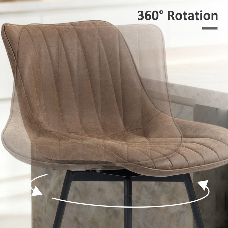 Counter Height PU Leather Bar Stools Set of 2 - Brown