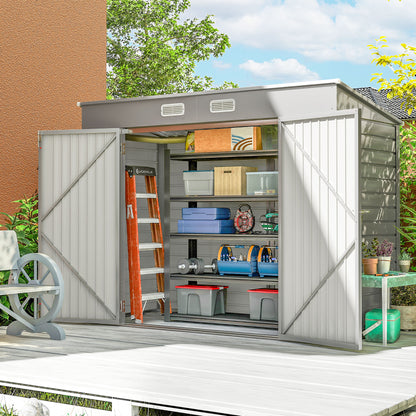 8' x 4' Galvanized Tool Shed with Double Doors and Vents