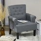 Armchair, Fabric Accent Chair, Modern Living Room Chair with Wood Legs and Rolled Arms for Bedroom, Grey