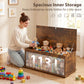 39.5" Storage Chest with 2 Safety Hinges, Storage Box Organizer with Flip-Top Lid, Entryway Storage Bench, Rustic Brown