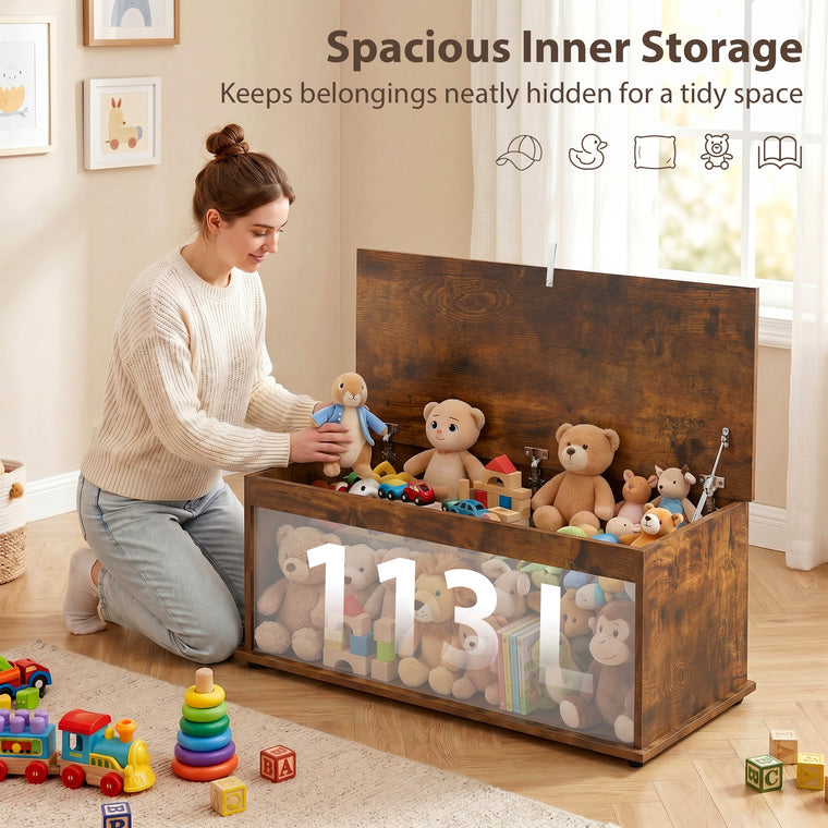 39.5" Storage Chest Bench with Flip-Top Lid - Rustic Brown