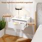 Modern Floating Nightstands Set of 2, Wall Mounted Bedside Tables with Wave Drawer White