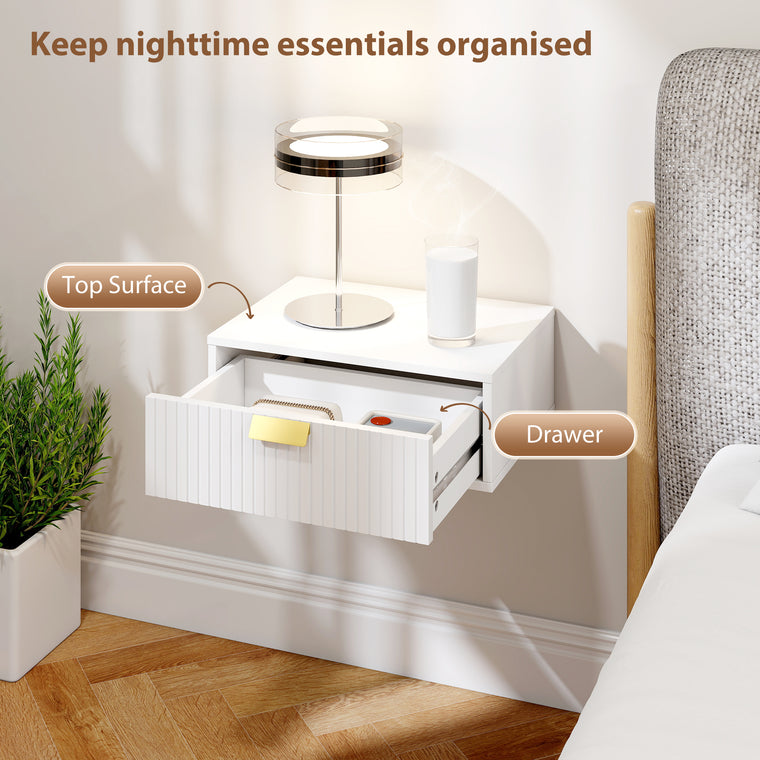 Floating Nightstand Set of 2 with Wave Drawer