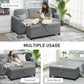 Storage Ottoman Bench, Foot Rest with Safety Hinges, 47 Inches Linen Storage Chest for Living Room, Dark Grey