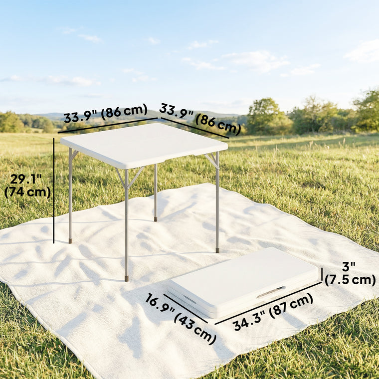 34" x 34" White Folding Picnic Table