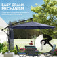 9.7ft Solar LED Cantilever Patio Umbrella with 32 LED Lights, Cross Base, Crank Handle, for Poolside, Deck, Dark Blue