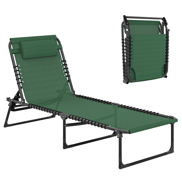 Folding Chaise Lounge Cot with Headrest