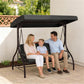 Convertible Patio Swing Bed with Canopy and Cushions, 3 Seater Porch Swing for Outdoor, Backyard, Garden, Black - Dark Grey