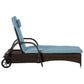 3 Pieces Wicker Patio Lounger Set with Table, Rattan Outdoor Lounge Chair Set with Cushions, Wheels, 5-Level Reclining Backrest, Headrest, Brown/Grey