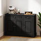 Modern Sideboard Cabinet, Buffet Cabinet with 2 Drawers and Adjustable Shelves, Buffets Tables for Dining Room, Black