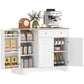 Modern Sideboard Cabinet, 41" Kitchen Buffet Cabinet with Drawer, Adjustable Shelf, 3 Doors for Dining Room, White