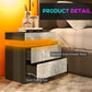 Nightstand, Bedside Table with LED Lights and 2 Drawers for Bedroom, Living Room, Cement Grey