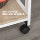 Rolling Kitchen Island Cart, Mobile Utility Storage Cart with Drawer, Wire Storage Basket, Removable Tray, White