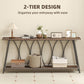 71" Console Table, Industrial 2-Tier Narrow Entryway Table with Metal Frame for Living Room, Hallway, Rustic Brown