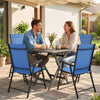 Folding Patio Chairs Set of 4, High Back Outdoor Dining Chairs with Breathable Mesh Seat for Lawn, Deck, Blue