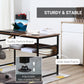 Adjustable Drafting Table Art Desk Drawing Table Craft Desk Workstation for Painting Multifunctional Writing Desk with Tiltable Tabletop and Storage Shelf Rustic Brown